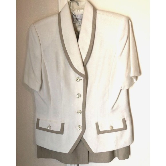 Costume Jupe Karen Scott - Veste Taille 8, Jupe Taille 10, Couleur Beige Doublé